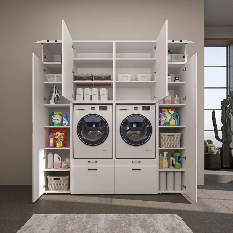Roomart wandmeubel SERIE 2, 224 cm, voor 2 apparaten met 2 hoge kasten, in 3 kleuren