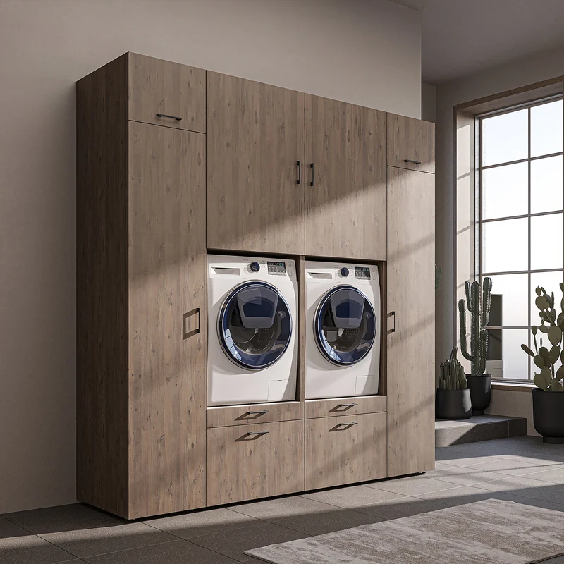 Roomart wandmeubel SERIE 2, 224 cm, voor 2 apparaten met 2 hoge kasten, in 3 kleuren