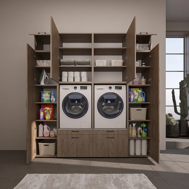 Roomart wandmeubel SERIE 2, 224 cm, voor 2 apparaten met 2 hoge kasten, in 3 kleuren