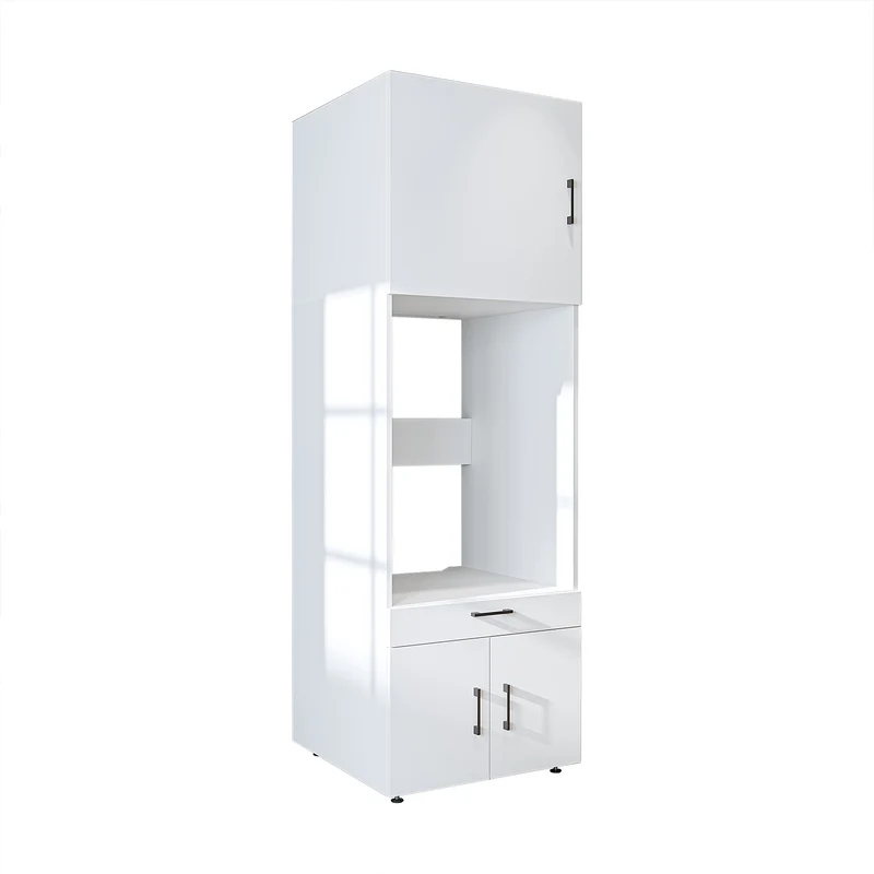 Roomart wasmachinekast 205 cm met bovenkast en uitschuifbaar werkblad, in 3 kleuren