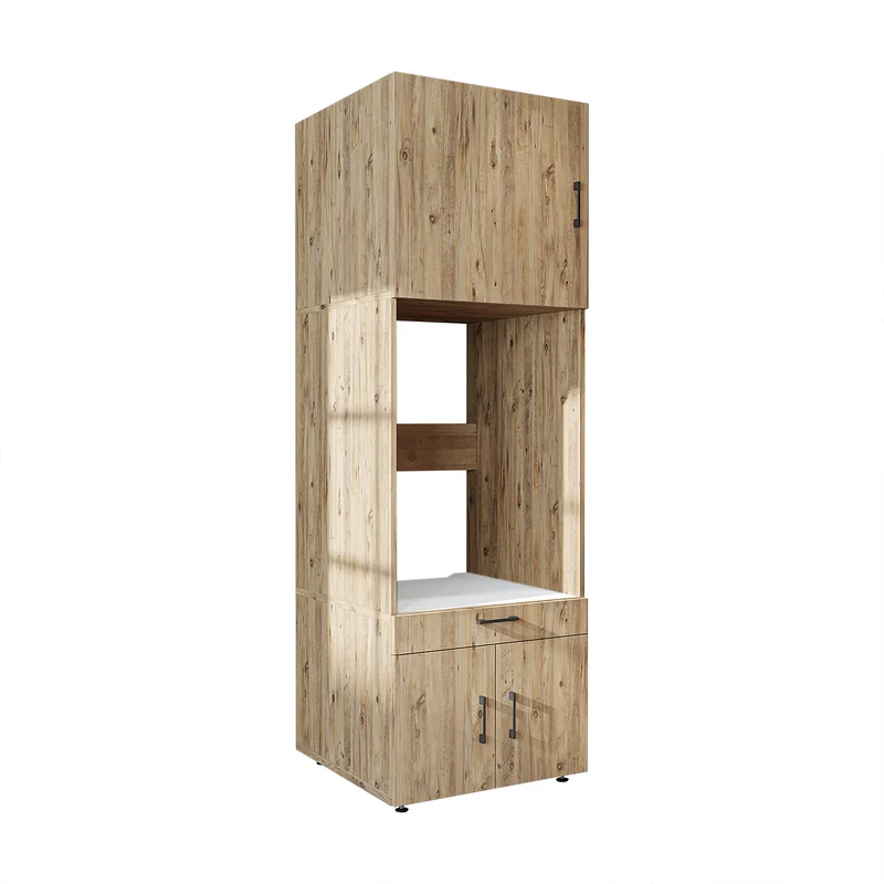 Roomart wasmachinekast 205 cm met bovenkast en uitschuifbaar werkblad, in 3 kleuren