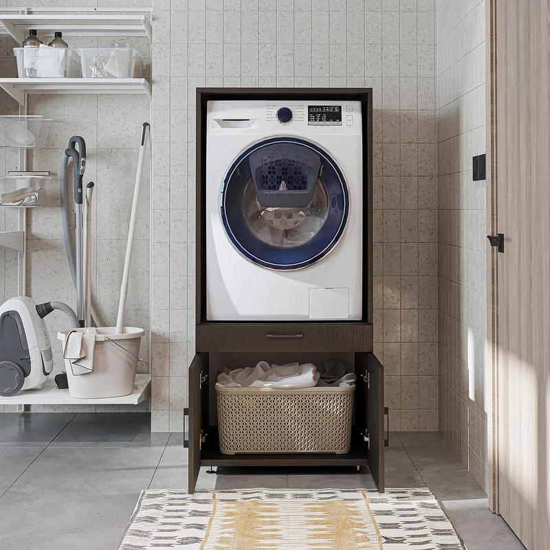 Roomart wasmachinekast 67 cm met uittrekplateau en lade, in 3 kleuren
