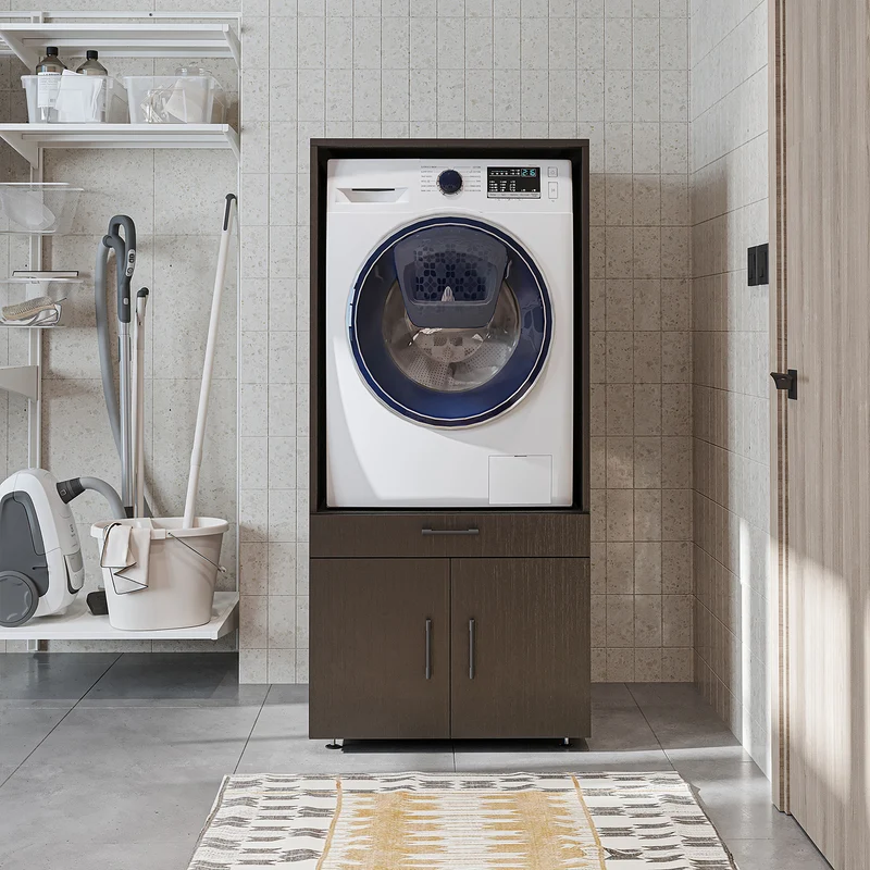 Roomart wasmachinekast 67 cm met uittrekplateau en lade, in 3 kleuren