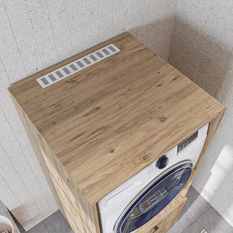 Roomart wasmachinekast 67 cm met uittrekplateau en lade, in 3 kleuren