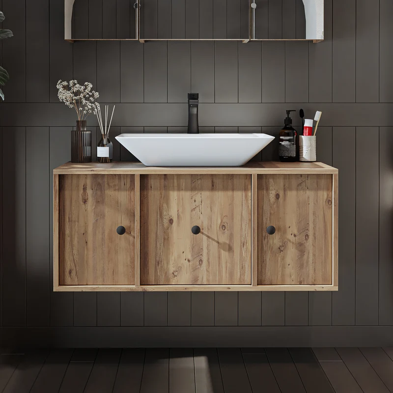 Roomart badmeubelset GUSTO-ATL 105 cm, 4-delig met keramische wastafel en spiegelkast