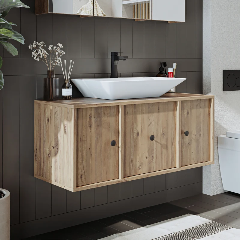Roomart badmeubelset GUSTO-ATL 105 cm, 4-delig met keramische wastafel en spiegelkast