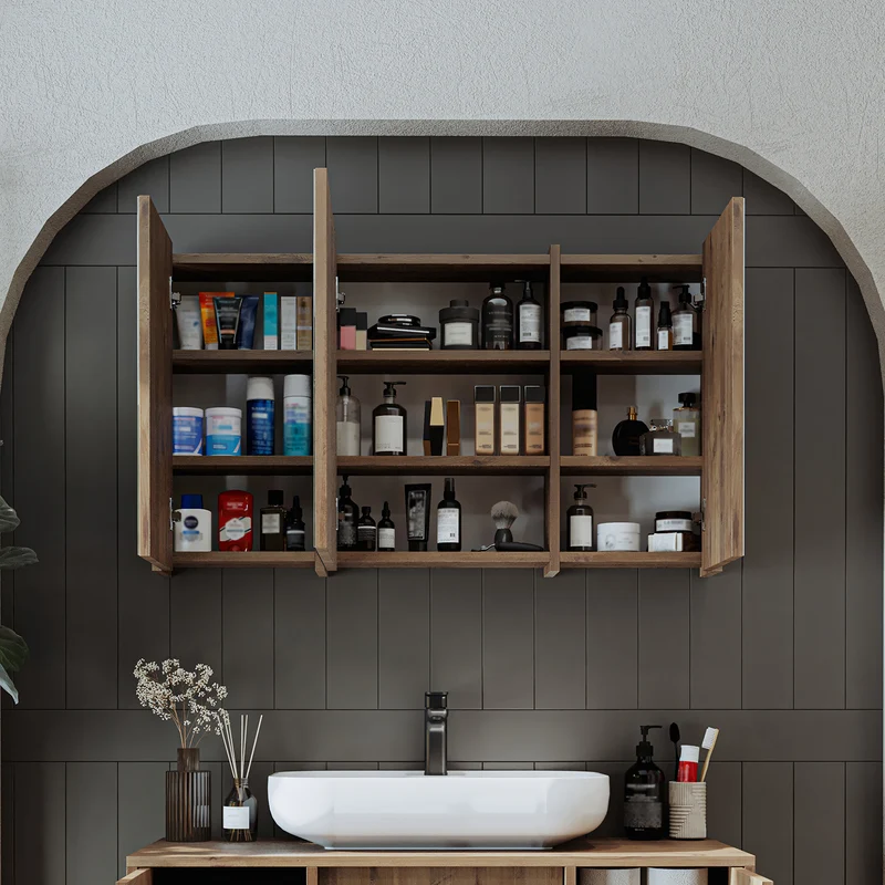 Roomart badmeubelset GUSTO-ATL 105 cm, 4-delig met keramische wastafel en spiegelkast