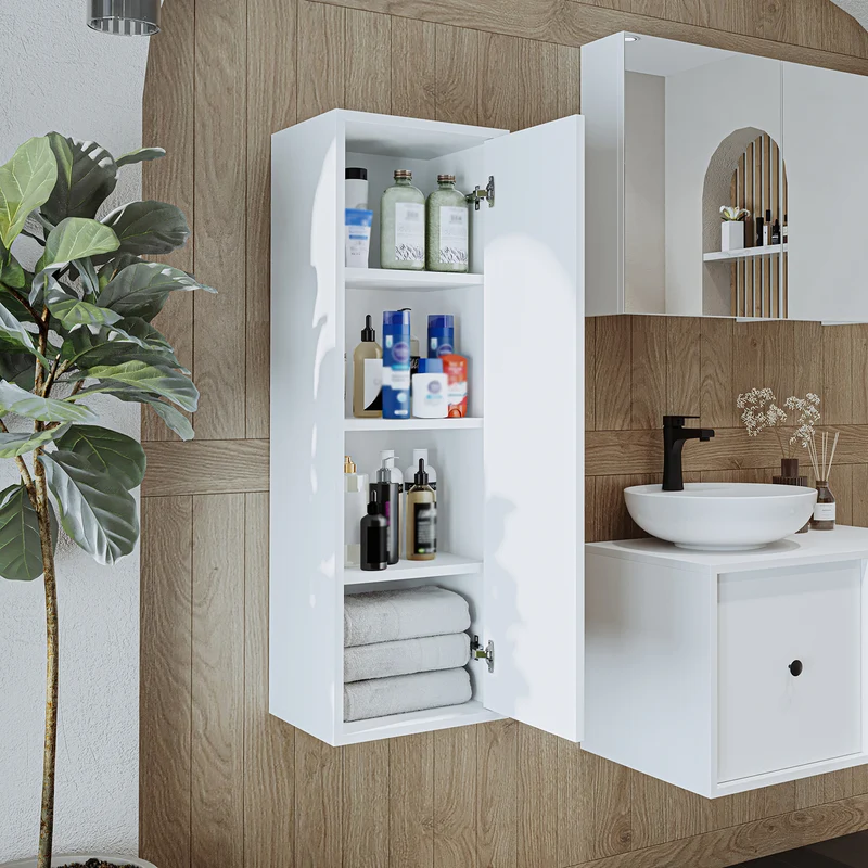 Roomart badmeubelset GUSTO-ATL 105 cm, 4-delig met keramische wastafel en spiegelkast