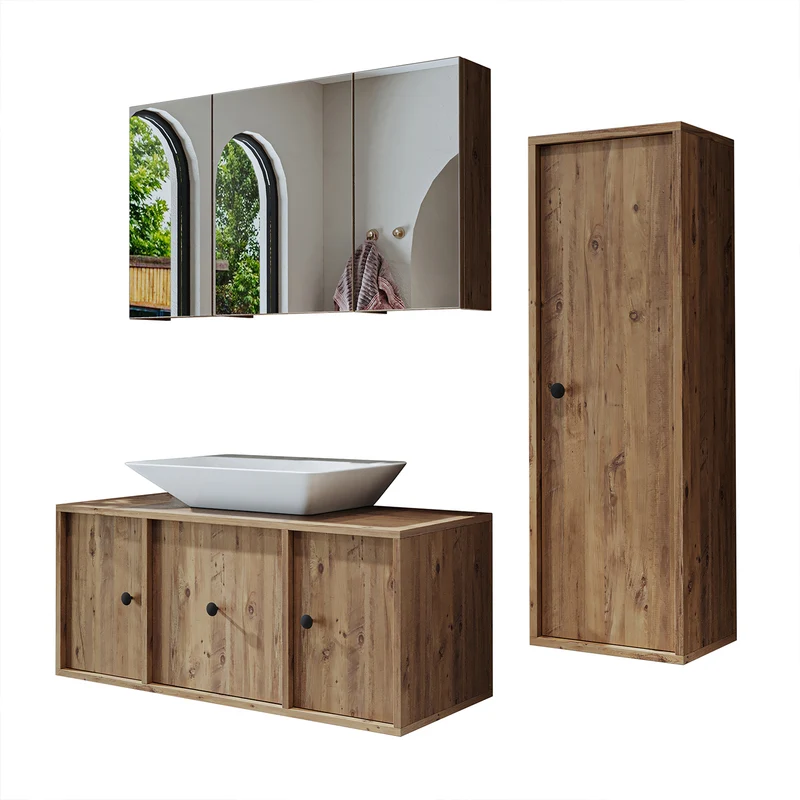 Roomart badmeubelset GUSTO-ATL 105 cm, 4-delig met keramische wastafel en spiegelkast