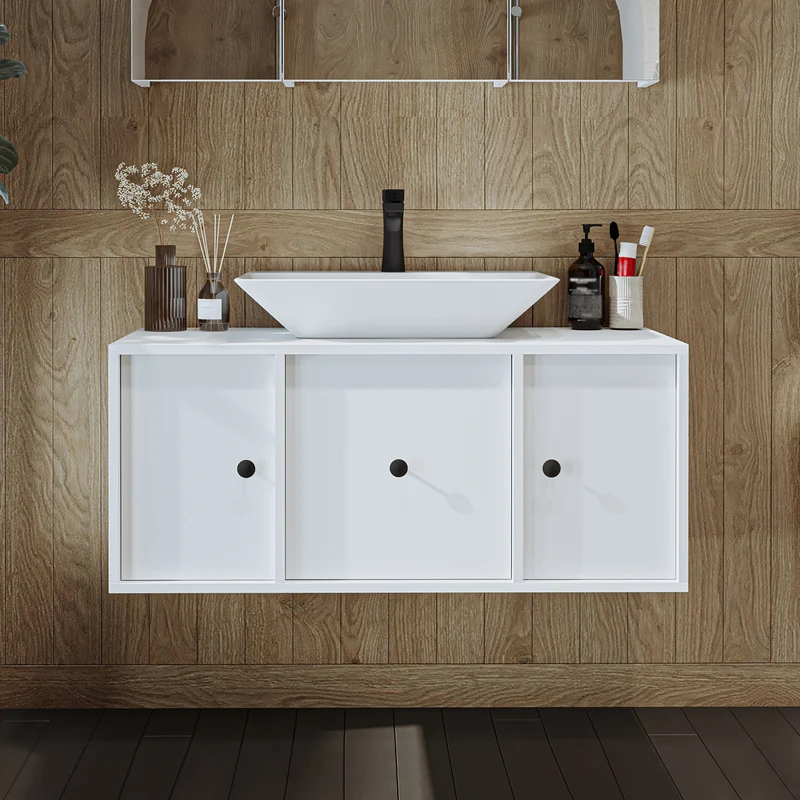Roomart badmeubelset GUSTO-ATL 105 cm, 4-delig met keramische wastafel en spiegelkast