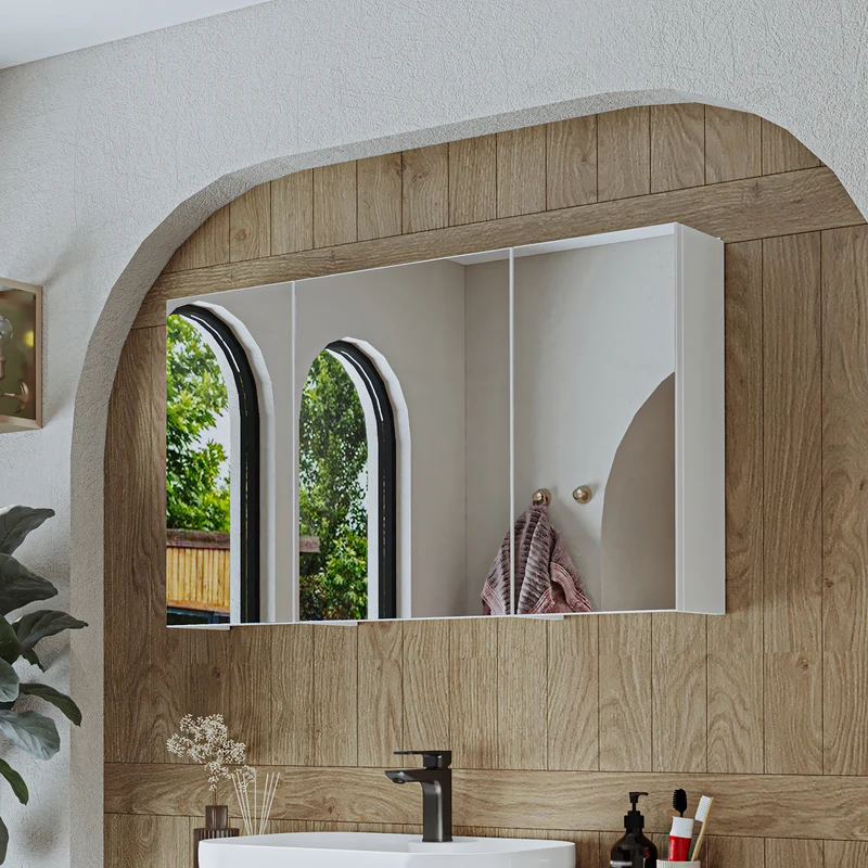 Roomart badmeubelset GUSTO 105 cm, 4-delig met keramische wastafel en spiegelkast in 2 kleuren