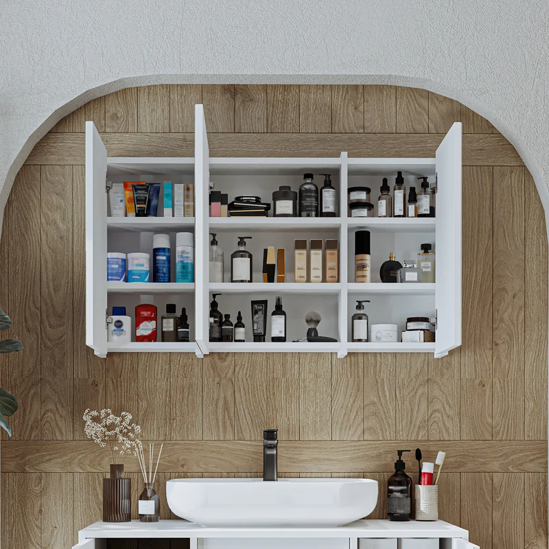Roomart badmeubelset GUSTO 105 cm, 4-delig met keramische wastafel en spiegelkast in 2 kleuren