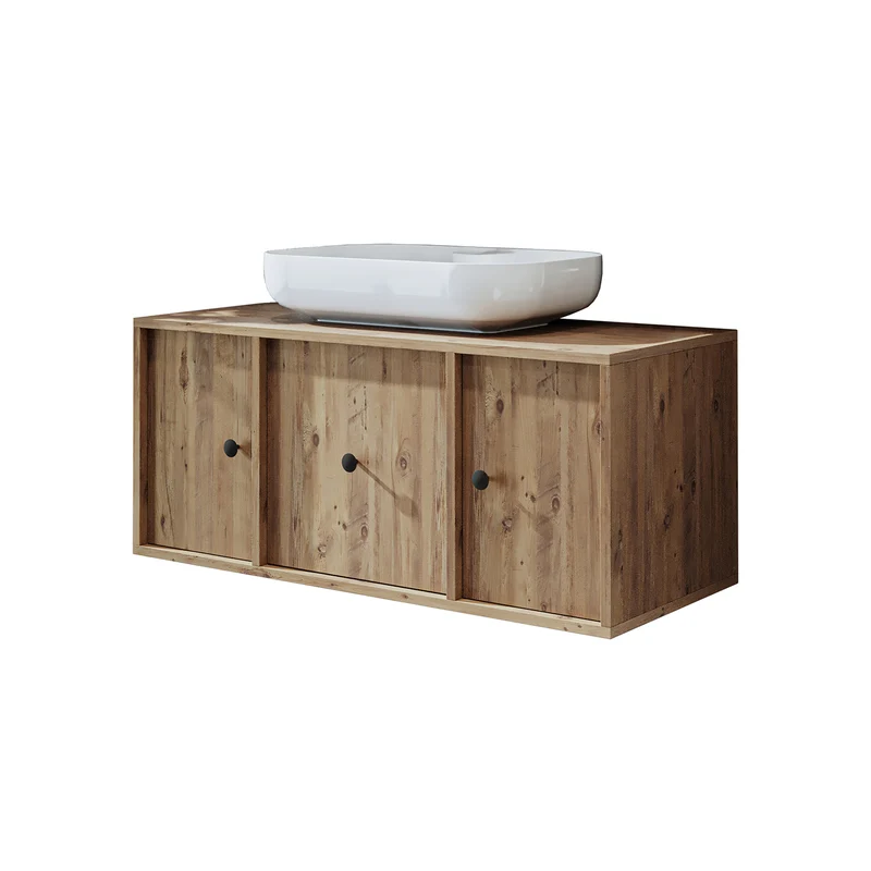 Roomart badmeubelset GUSTO 105 cm, 4-delig met keramische wastafel en spiegelkast in 2 kleuren
