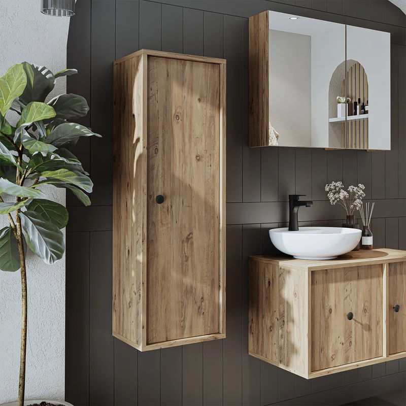 Roomart badmeubelset GUSTO 105 cm, 4-delig met keramische wastafel en spiegelkast in 2 kleuren