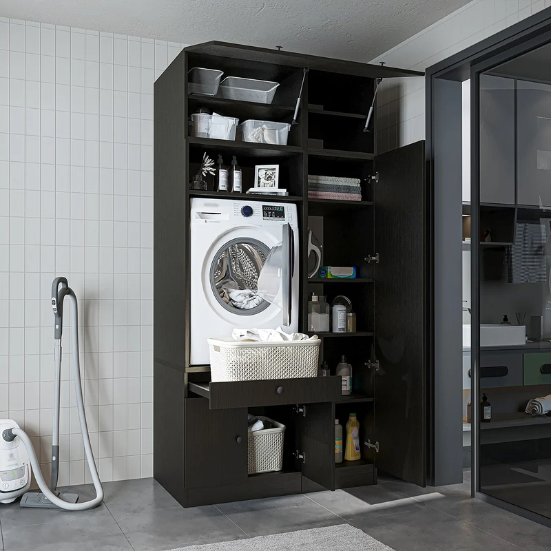 Roomart wasmachinekast SERIE 3, 112 cm, met hoge kast en uittrekbaar blad, in 3 kleuren
