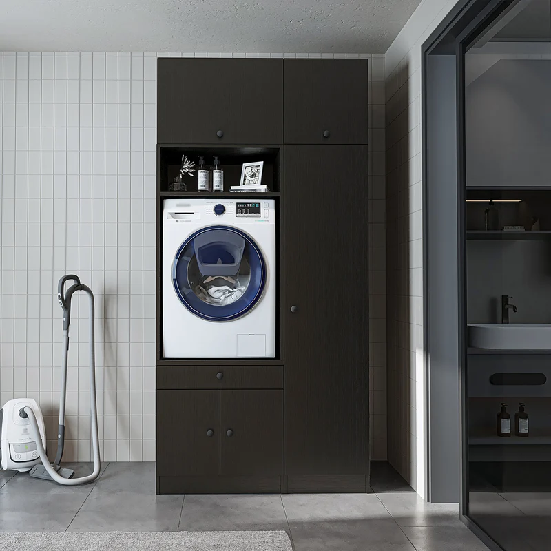 Roomart wasmachinekast SERIE 3, 112 cm, met hoge kast en uittrekbaar blad, in 3 kleuren