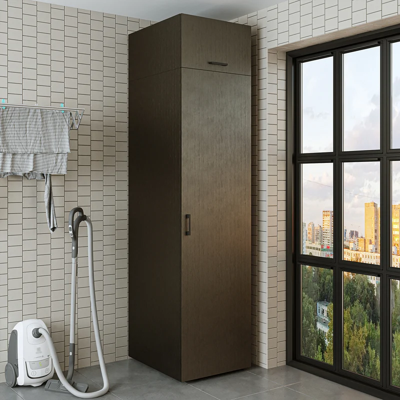 Roomart hoge kast 60 cm voor wasruimte, 205 cm hoog, soft-close, in 3 kleuren