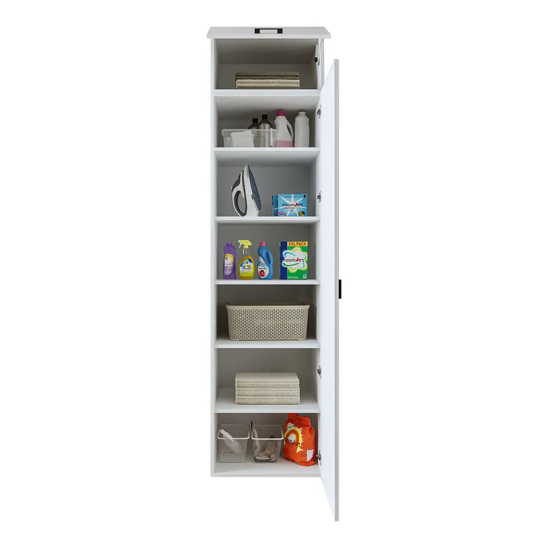Roomart hoge kast 60 cm voor wasruimte, 205 cm hoog, soft-close, in 3 kleuren