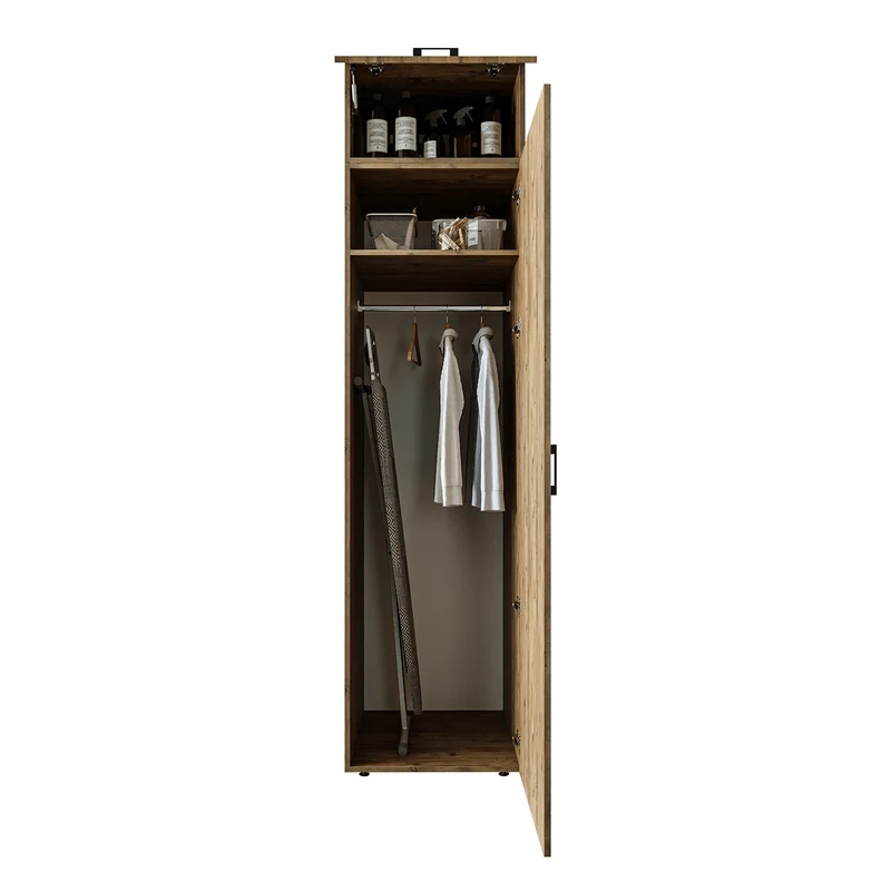 Roomart hoge kast 60 cm voor wasruimte, 205 cm hoog, soft-close, in 3 kleuren