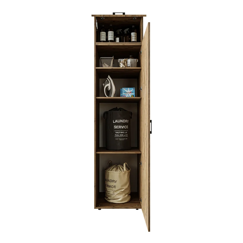 Roomart hoge kast 60 cm voor wasruimte, 205 cm hoog, soft-close, in 3 kleuren
