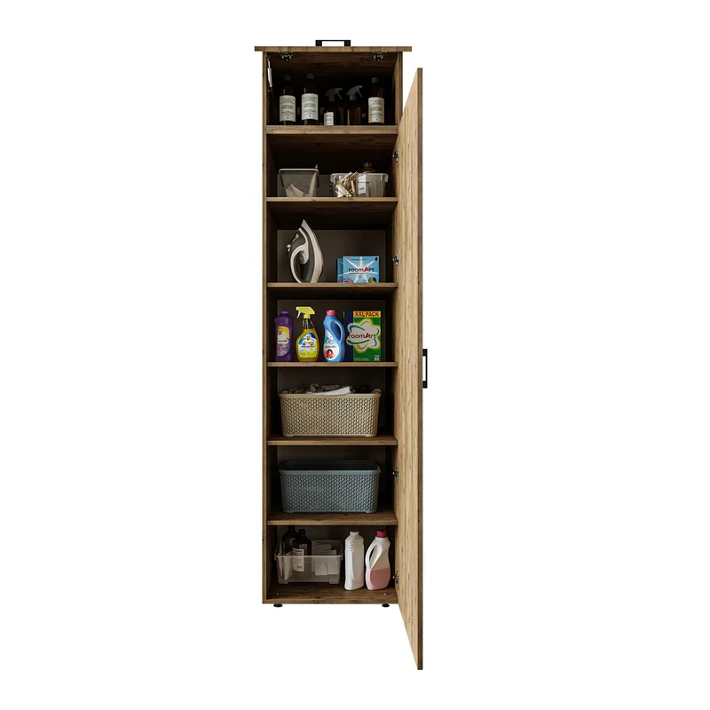 Roomart hoge kast 60 cm voor wasruimte, 205 cm hoog, soft-close, in 3 kleuren