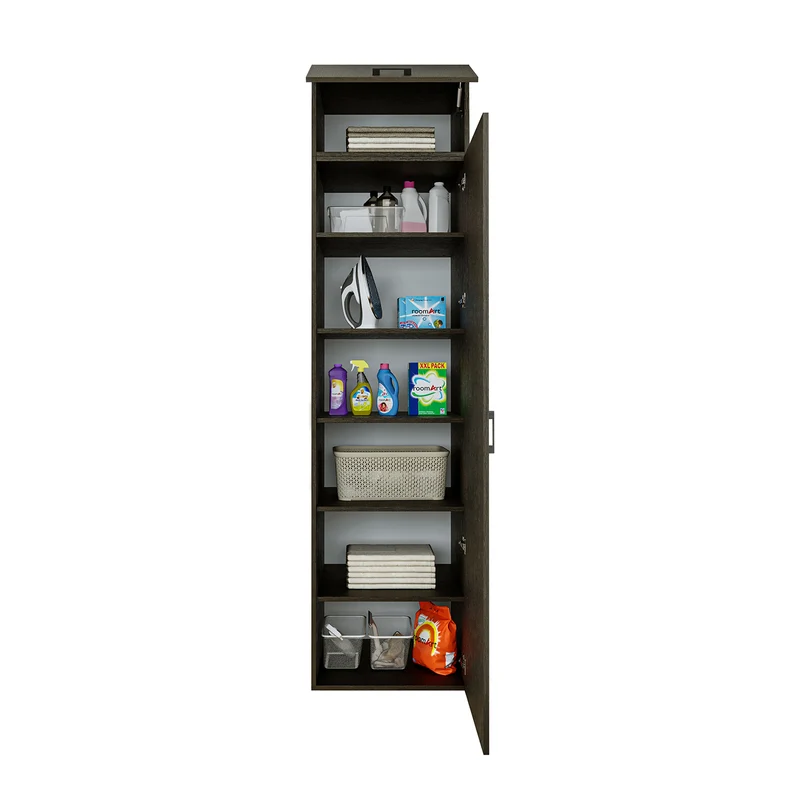 Roomart hoge kast 60 cm voor wasruimte, 205 cm hoog, soft-close, in 3 kleuren