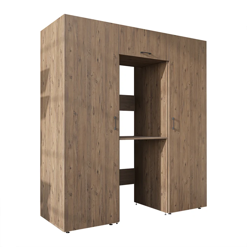 Roomart wandmeubel DUO-I, 187 cm, met 2 hoge kasten en bovenkast voor wasmachine & droger, in 2 kleuren