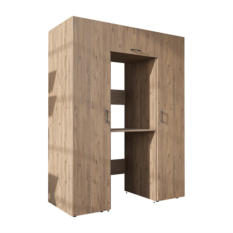 Roomart kastenwand DUO-I, 157 cm, met 2 hoge kasten en bovenkast voor wasmachine & droger, in 2 kleuren