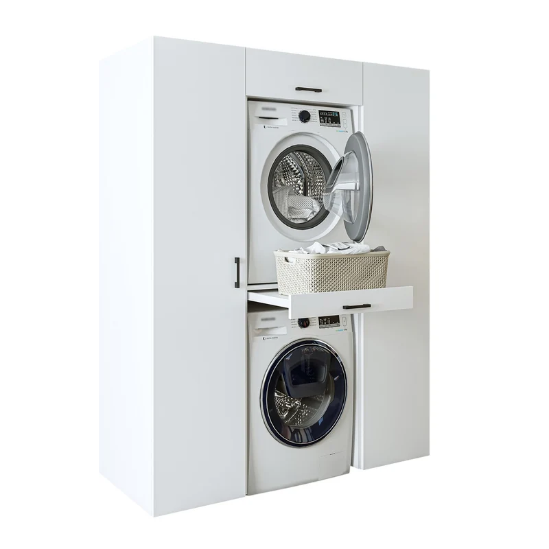 Roomart kastwand DUO-I, 157 cm, wasmachine en droger boven elkaar, in 3 kleuren