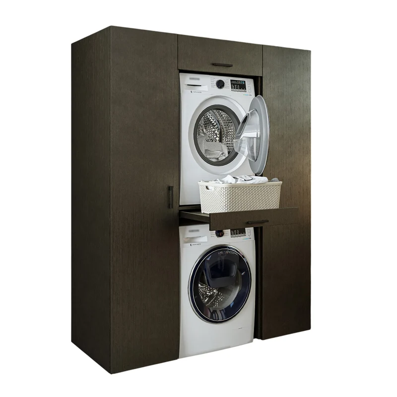 Roomart kastwand DUO-I, 157 cm, wasmachine en droger boven elkaar, in 3 kleuren