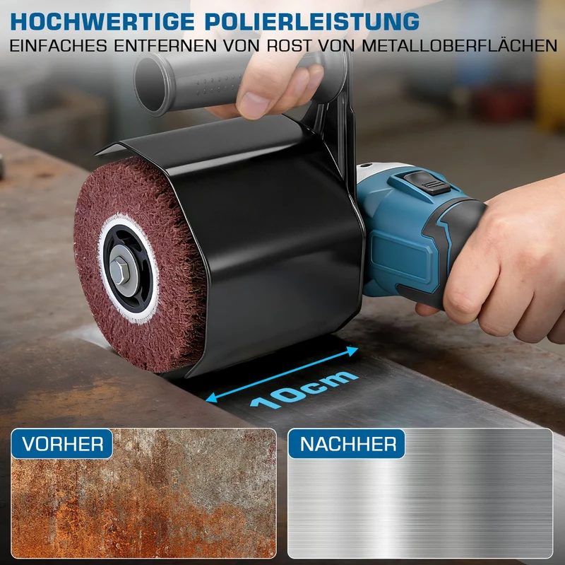 XIIW 3-in-1 Akku-Satiniermaschine 1200W, Bürstenschleifer & Poliermaschine, 2×4,0Ah Akkus, 5500–9000 U/min, M14