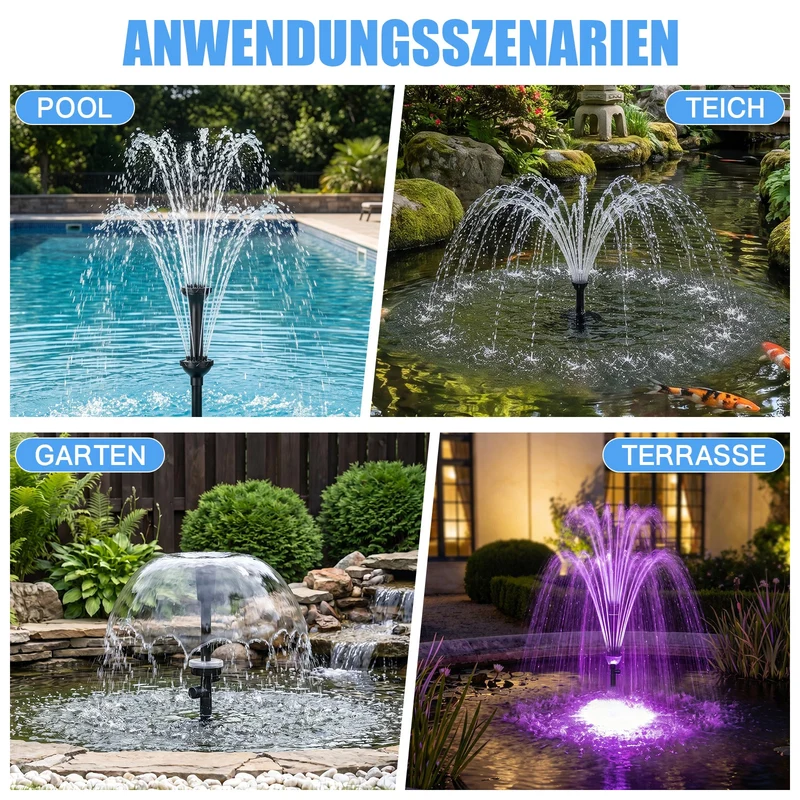 XIIW Teichfilter mit UVC, 45W-Pumpe 3000 l/h, RGB-Licht, 3 Springbrunnendüsen & Wasserfall