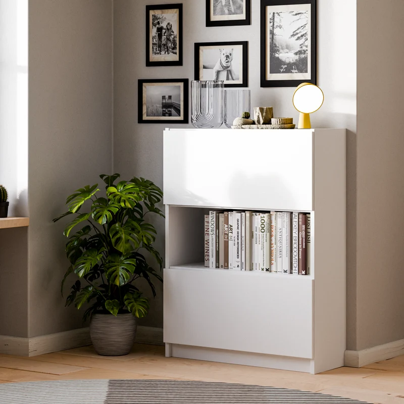 Klapptür für IKEA BILLY Regal, 80 x 30cm in Weiß oder Eichenoptik