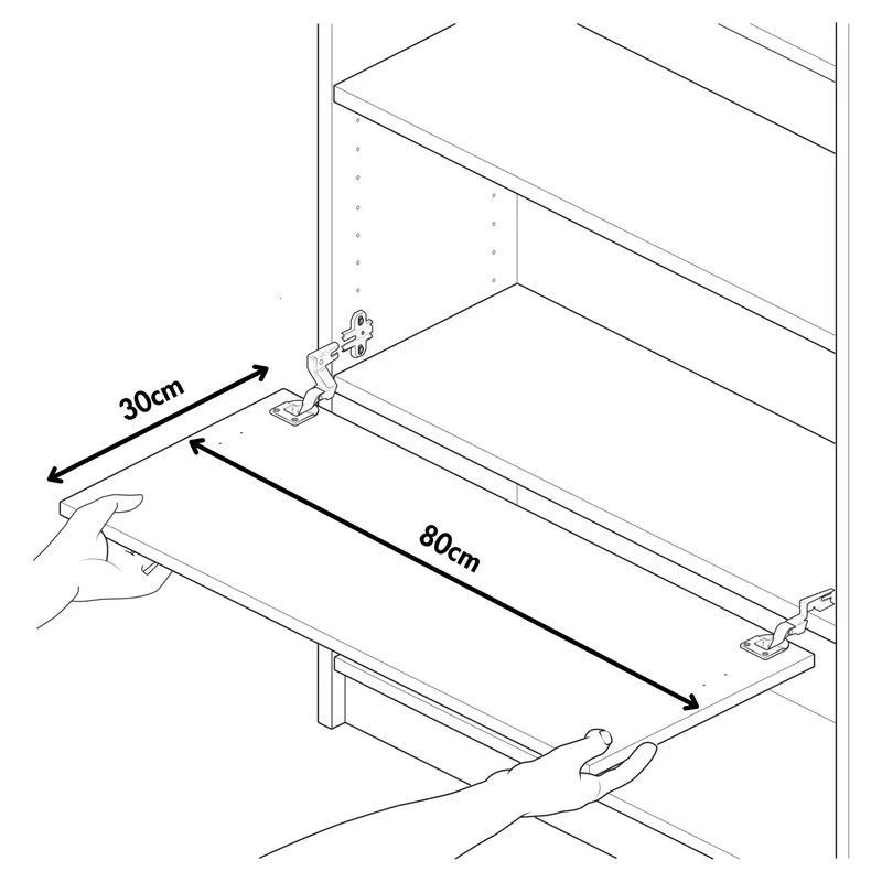 Klapptür für IKEA BILLY Regal, 80 x 30cm in Weiß oder Eichenoptik