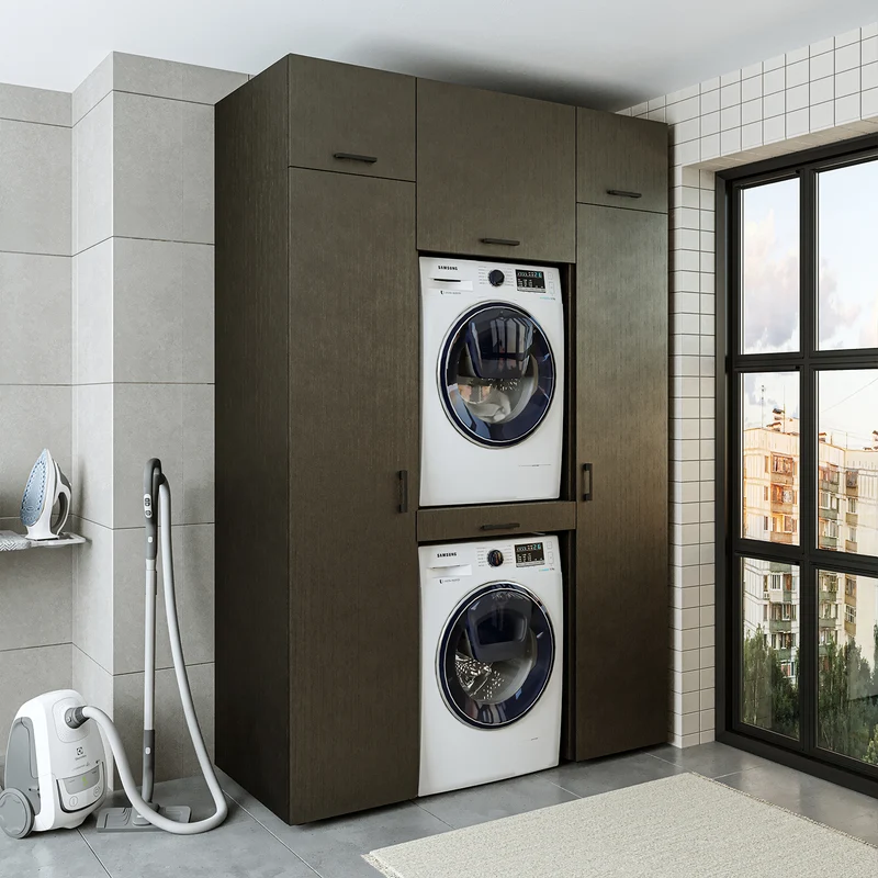 Roomart wasmachinekast 157 cm, voor 2 apparaten met 2 hoge kasten, in 3 kleuren