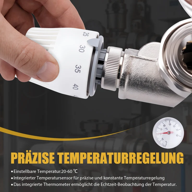 XIIW Festwertregelset für Fußbodenheizung mit Mischventil, Umwälzpumpe & Thermostat