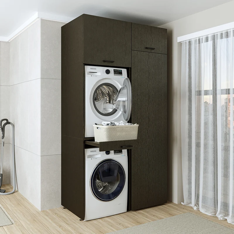 Roomart wasmachinekast 127 cm, voor 2 apparaten met hoge kast, in 3 kleuren