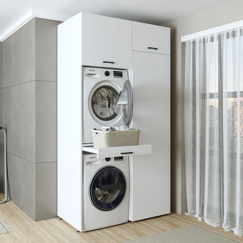 Roomart wasmachinekast 127 cm, voor 2 apparaten met hoge kast, in 3 kleuren