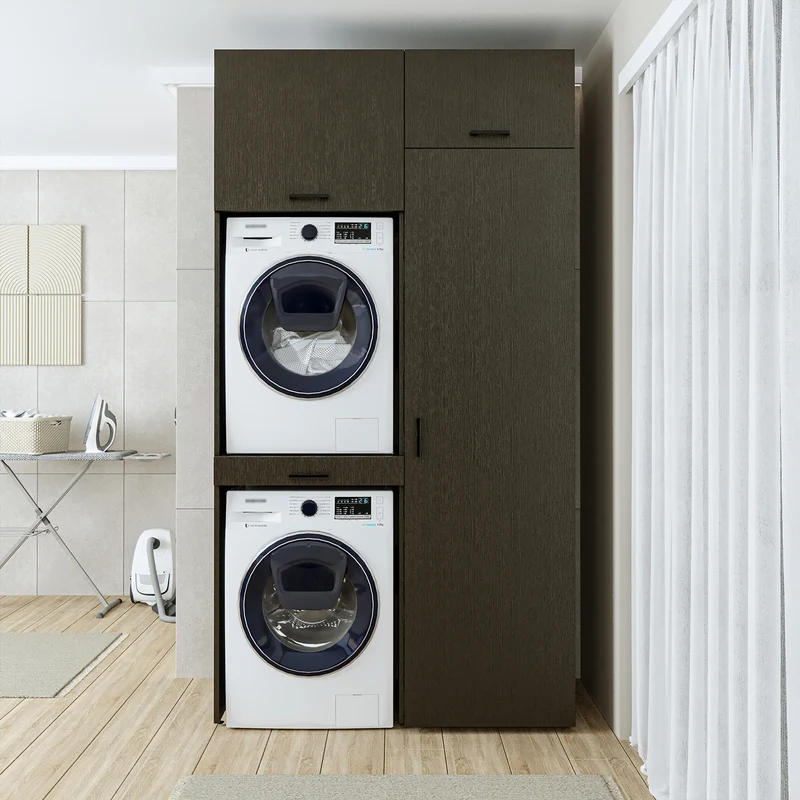 Roomart wasmachinekast 127 cm, voor 2 apparaten met hoge kast, in 3 kleuren
