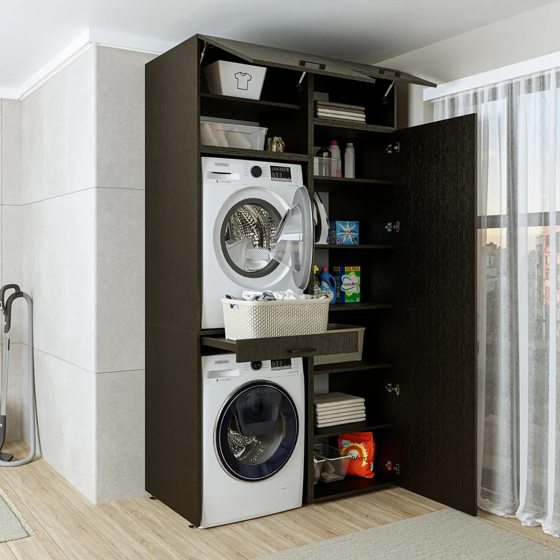Roomart wasmachinekast 127 cm, voor 2 apparaten met hoge kast, in 3 kleuren