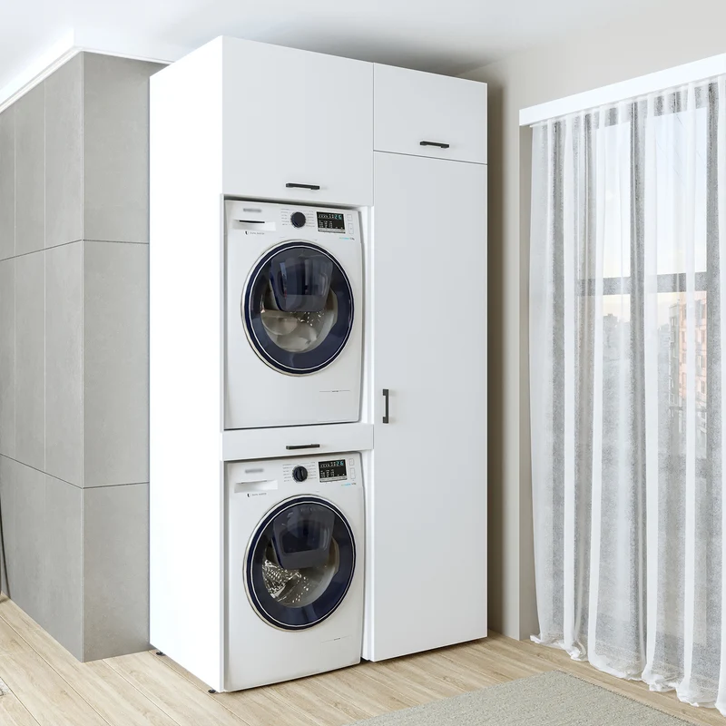 Roomart wasmachinekast 127 cm, voor 2 apparaten met hoge kast, in 3 kleuren