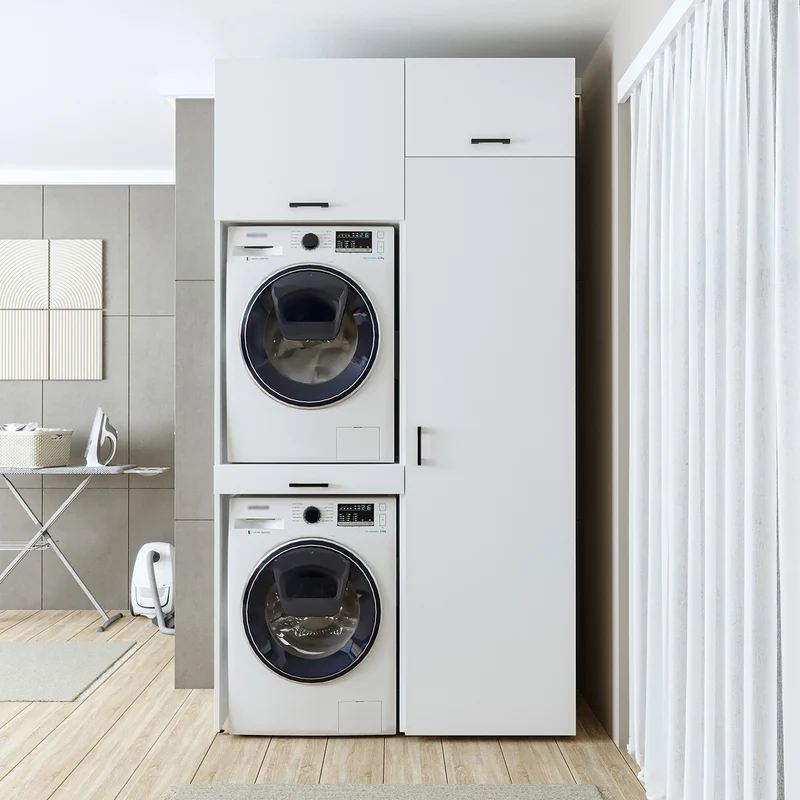 Roomart wasmachinekast 127 cm, voor 2 apparaten met hoge kast, in 3 kleuren