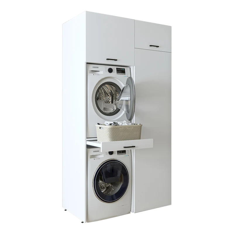 Roomart wasmachinekast 127 cm, voor 2 apparaten met hoge kast, in 3 kleuren