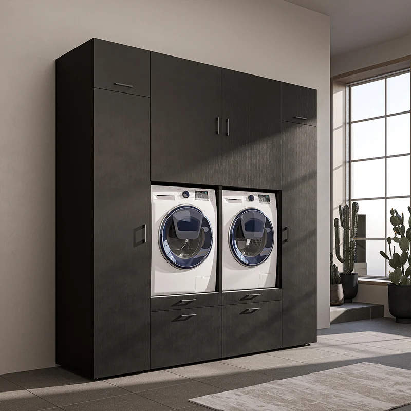 Roomart wasmachinekast SERIE 2 met 2 hoge kasten, 254 cm, in 3 kleuren