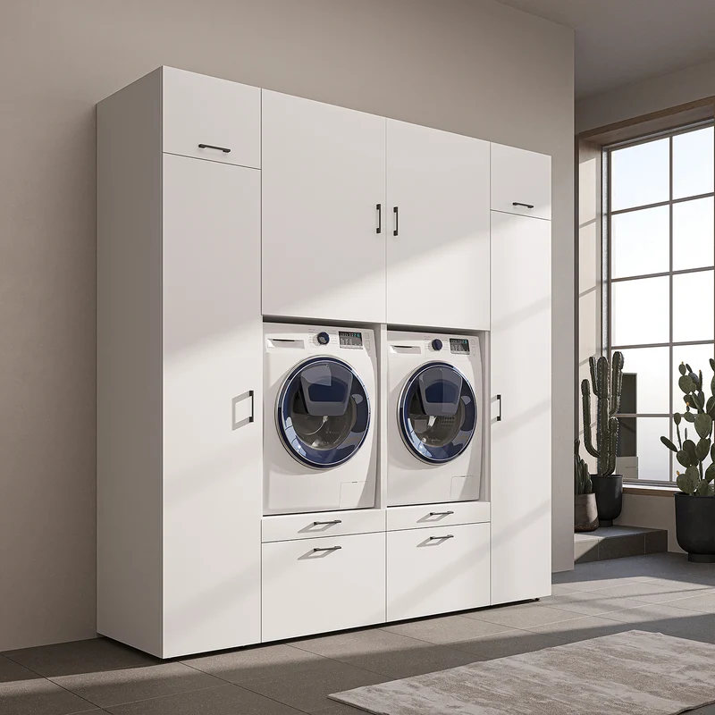 Roomart wasmachinekast SERIE 2 met 2 hoge kasten, 254 cm, in 3 kleuren