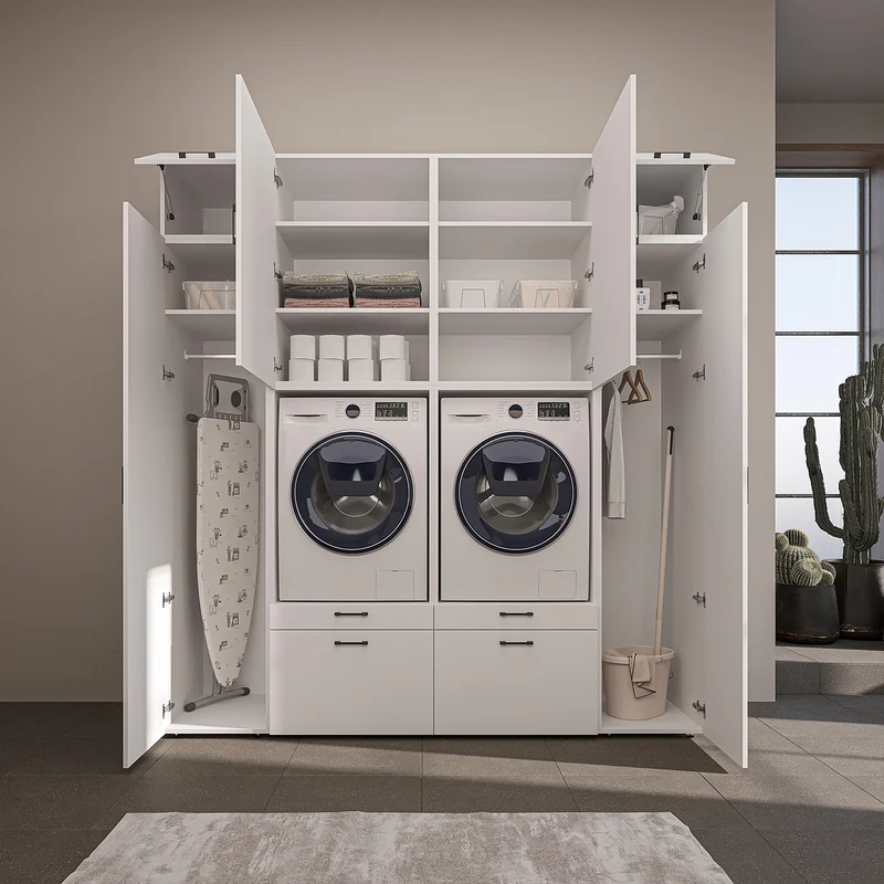 Roomart wasmachinekast SERIE 2 met 2 hoge kasten, 254 cm, in 3 kleuren