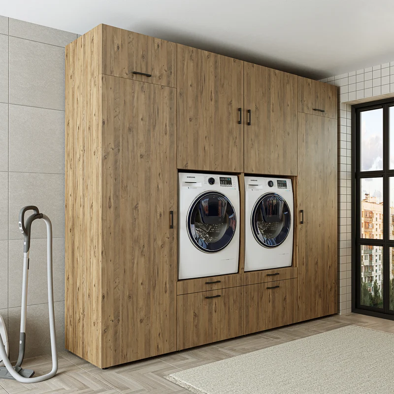 Roomart wasmachinekast SERIE 2 met 2 hoge kasten, 254 cm, in 3 kleuren