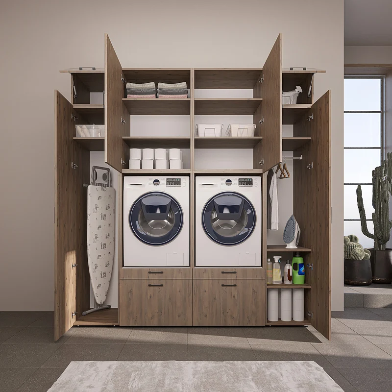 Roomart wasmachinekast SERIE 2 met 2 hoge kasten, 254 cm, in 3 kleuren