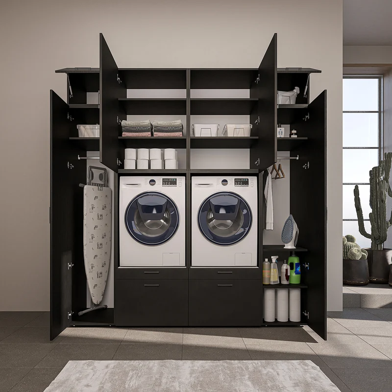 Roomart wasmachinekast SERIE 2 met 2 hoge kasten, 254 cm, in 3 kleuren