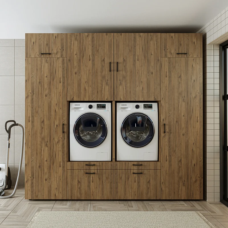 Roomart wasmachinekast SERIE 2 met 2 hoge kasten, 254 cm, in 3 kleuren